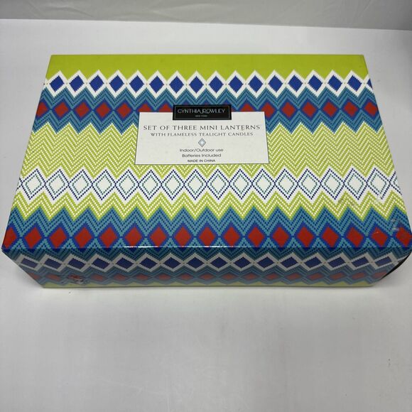 Cynthia Rowley Mini Lanterns Flameless Tealights Set Of 3 NIB - Picture 2 of 2